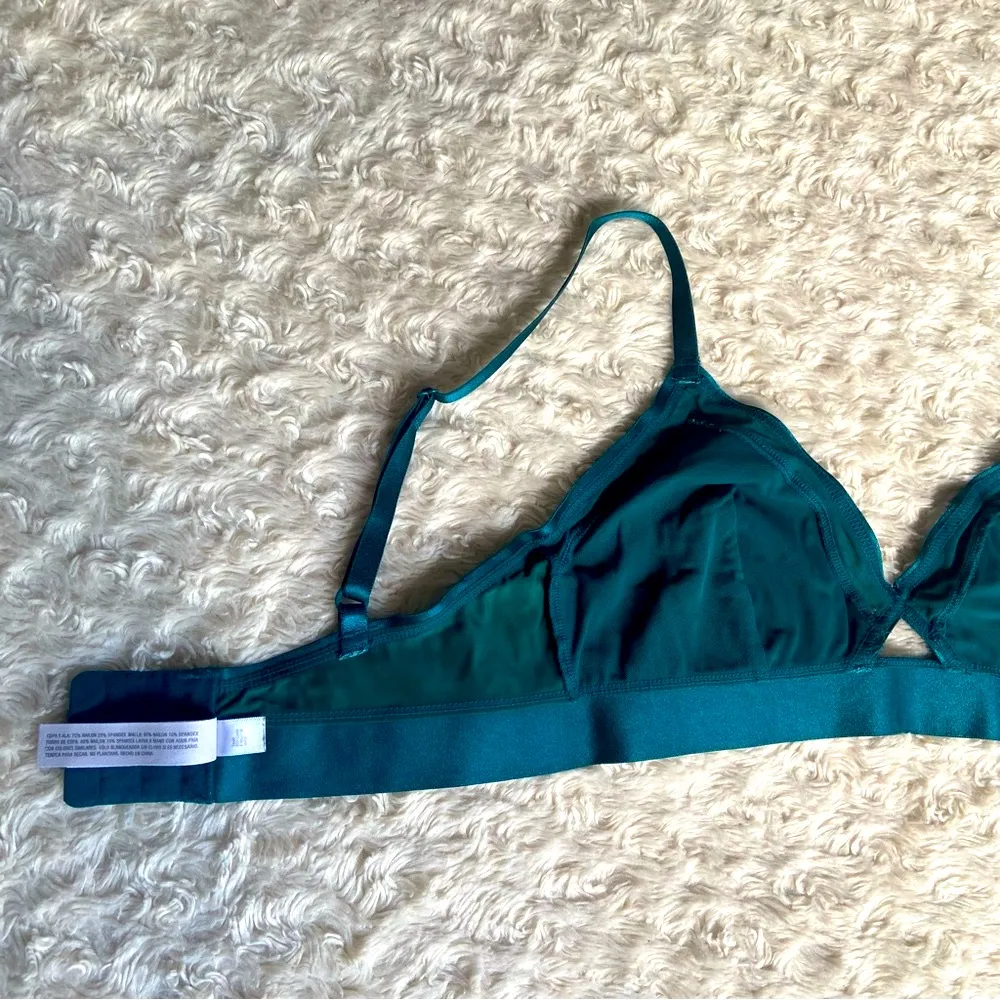 Auden Emerald Green Satin & Mesh Lined Luxe Collection Bralette S Small - Image 8