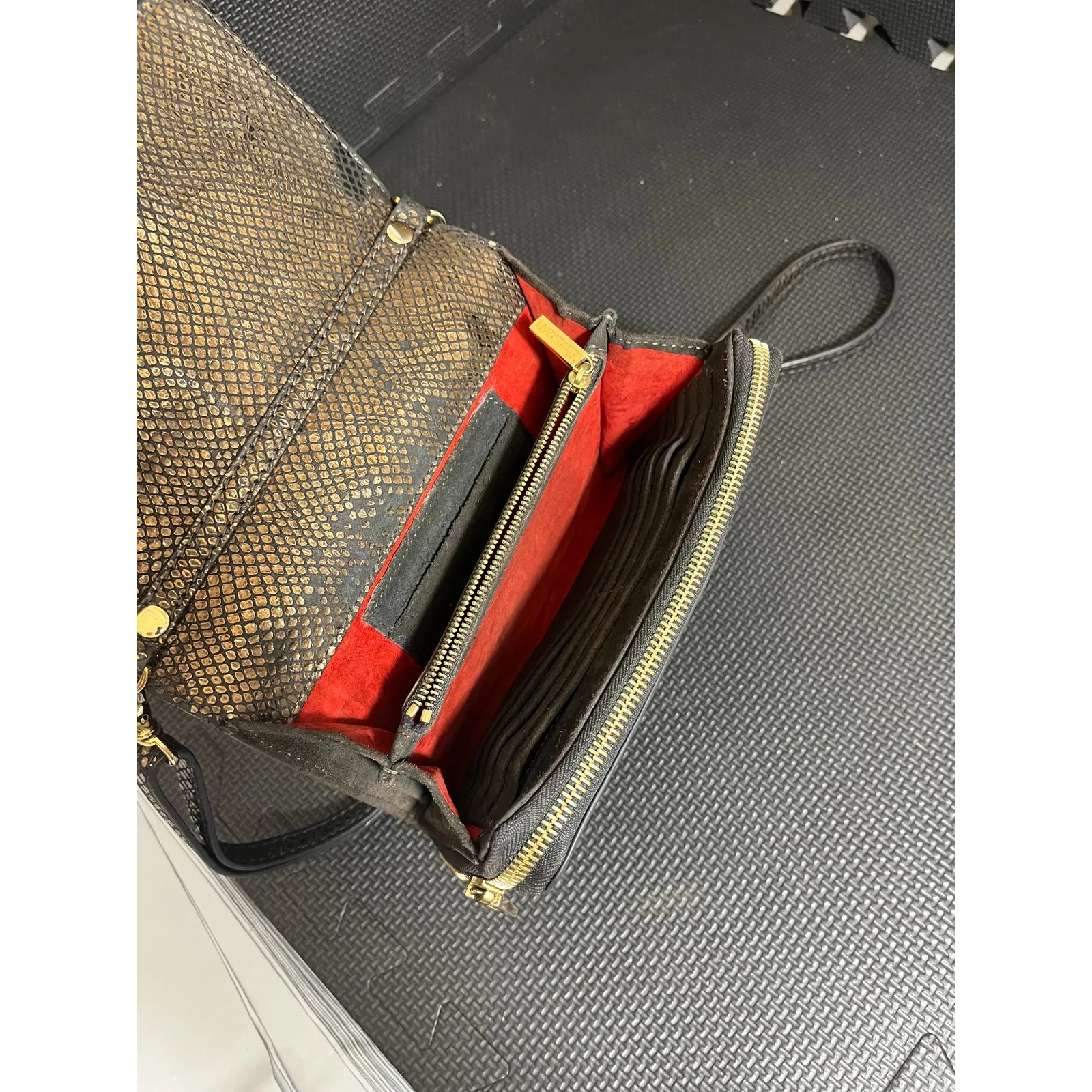 Hammitt Los‎ Angeles Suede Leather Snakeskin Embossed Crossbody Bag Purse - Image 8