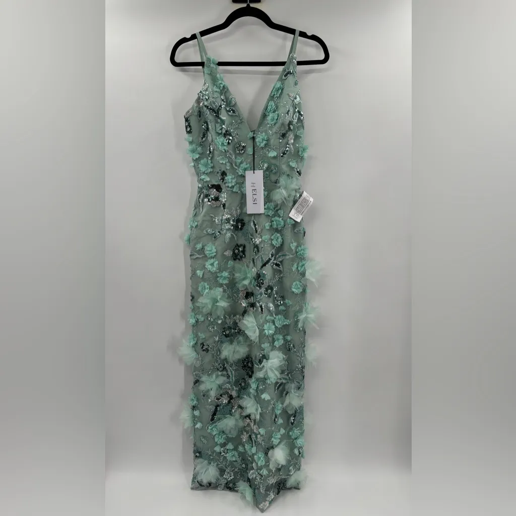 Helsi Norah Sequin Floral Gown in Sage Floral - Image 3