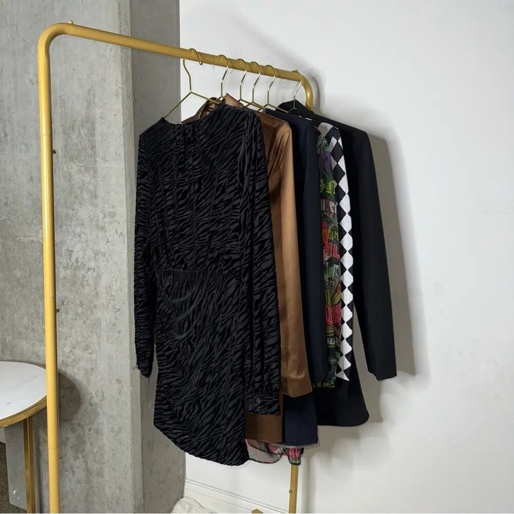 New Ramy Brook Kalani Black Zebra Print Flocked Textuted Long Sleeve Mini Dress - Image 12