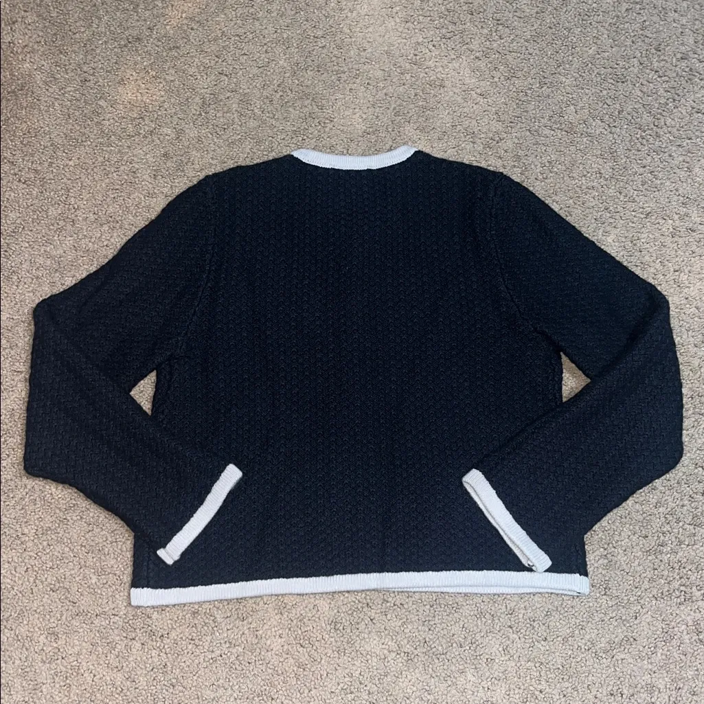 Abercrombie & Fitch A&F LuxeLoft Sweater Cardigan Gold Buttons Black Cream Large - Image 5