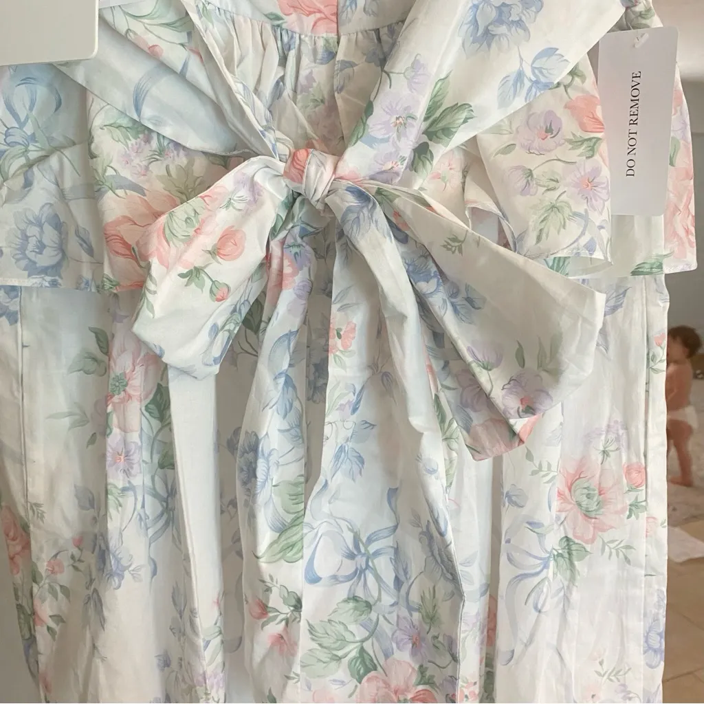 Selkie The Weekender Free People Floral Ruffle Jumpsuit Medium NEW White - Image 7