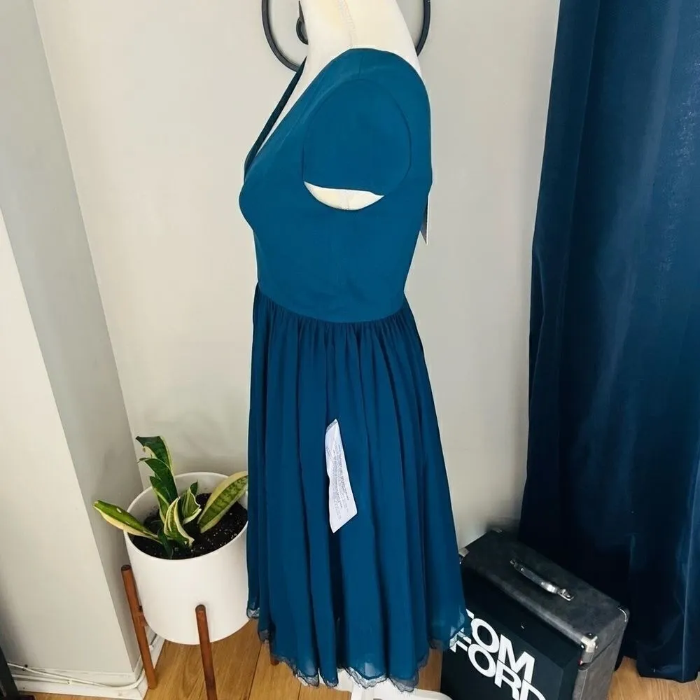 DRESS THE POPULATION Corey‎ Dress, Fit & Flare, Blue/Green Pine, Small 4/6, NWT - Image 5