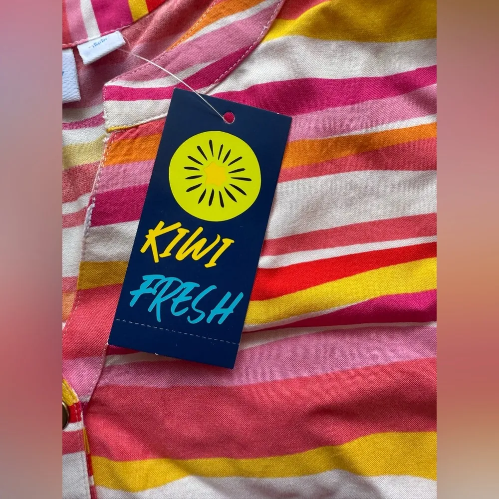 Women’s Kiwi & Fresh Tank Top pink colorful stripes sleeveless summer Rayon PL Size undefined - Image 7