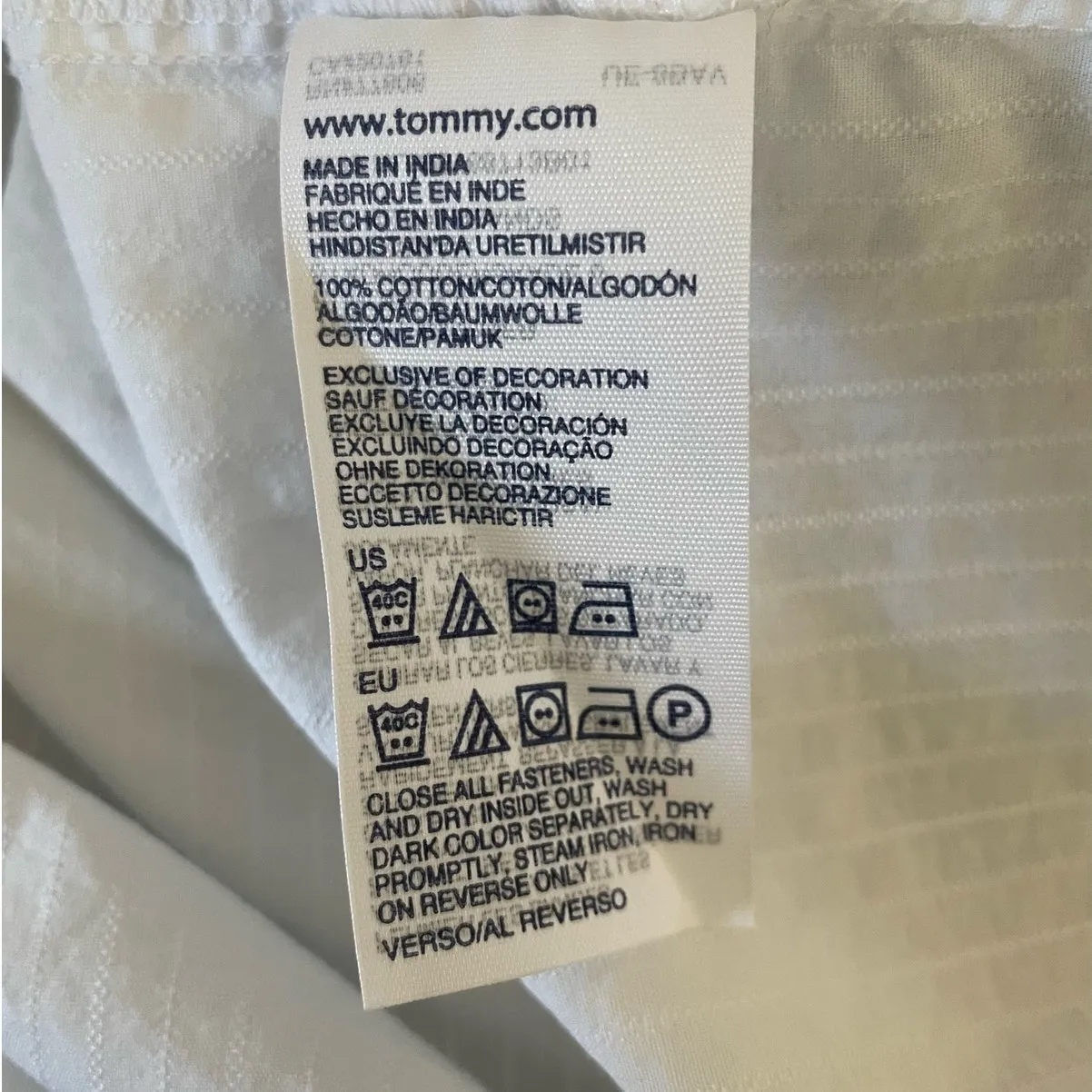 Tommy Hilfiger Women Top XL‎ White Band Collar Tuxedo Style Striped Trim Preppy - Image 9