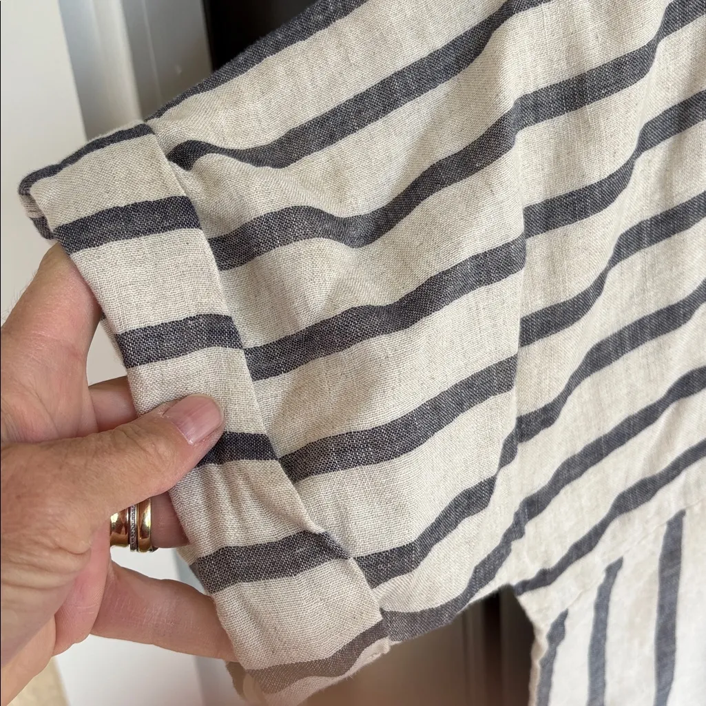 EUC Eileen Fisher Linen / Organic Cotton Doubleweave Stripe Shift Dress Medium - Image 6