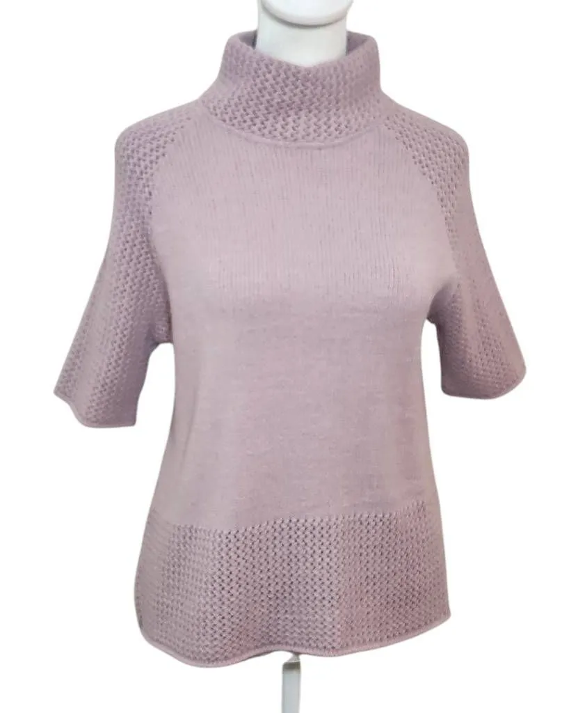 Nuria Aymerich Dusty Mauve Short Sleeve Knit Mock Neck Sweater Size Large Purple - Image 1