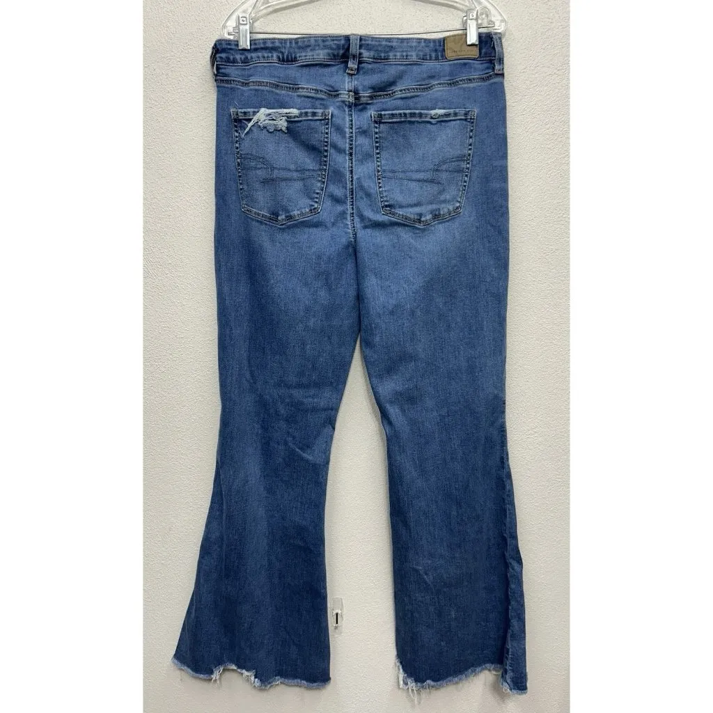 American Eagle AE Super High Rise Flare Jeans Next Level Stretch Women's 14 2024 - Image 2