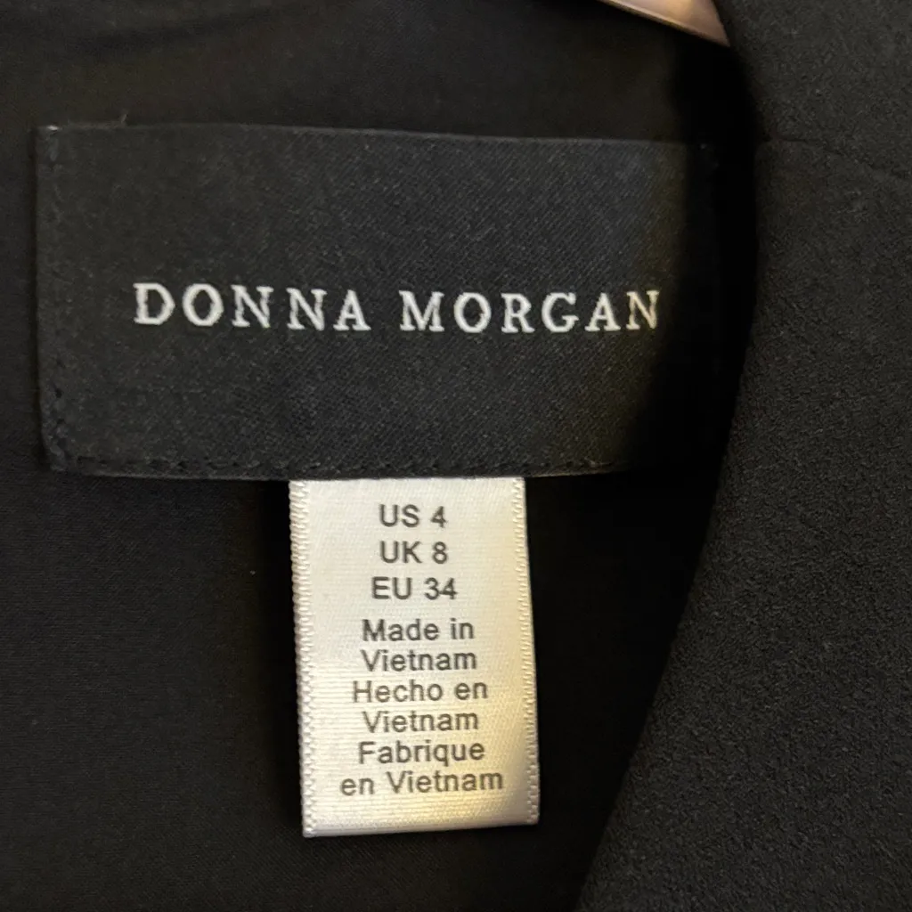 Donna Morgan Elegant Black Ruffle Sleeve Dress - Image 2