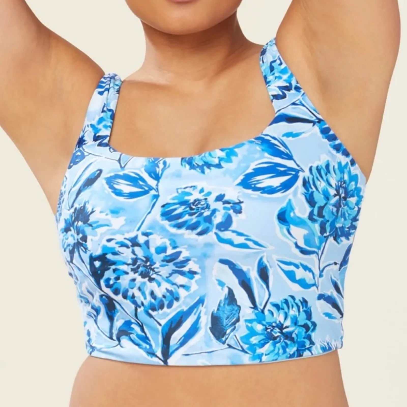 Andie Swim Siren Tank Swim Top Blue Floral NWT Small Full Coverage - Image 7