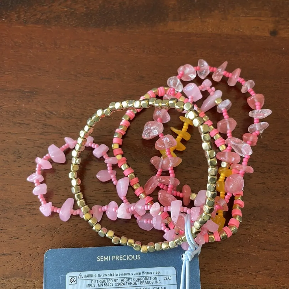 Universal Thread pink bracelets set of 5 semi precious stones jewelry New - Image 5