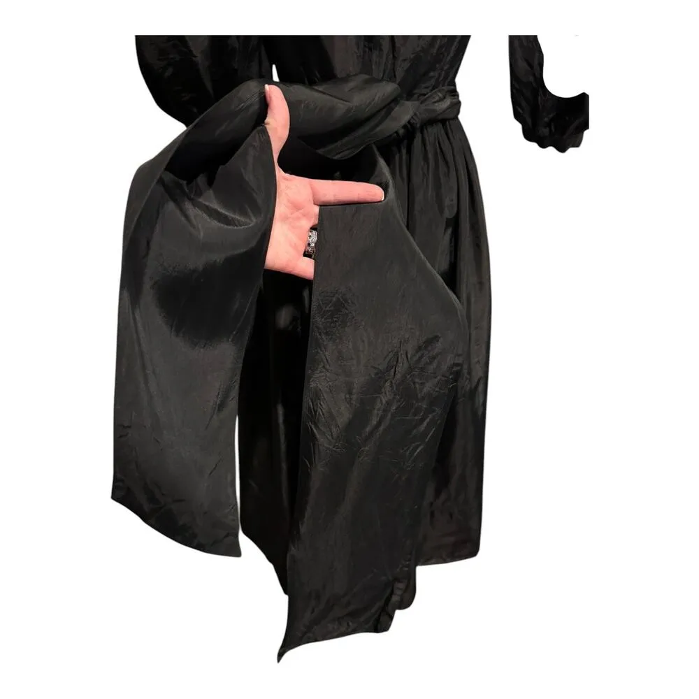 Vintage 80’s Laura Ashley Black dress puff sleeve made in Ireland size small - Image 6