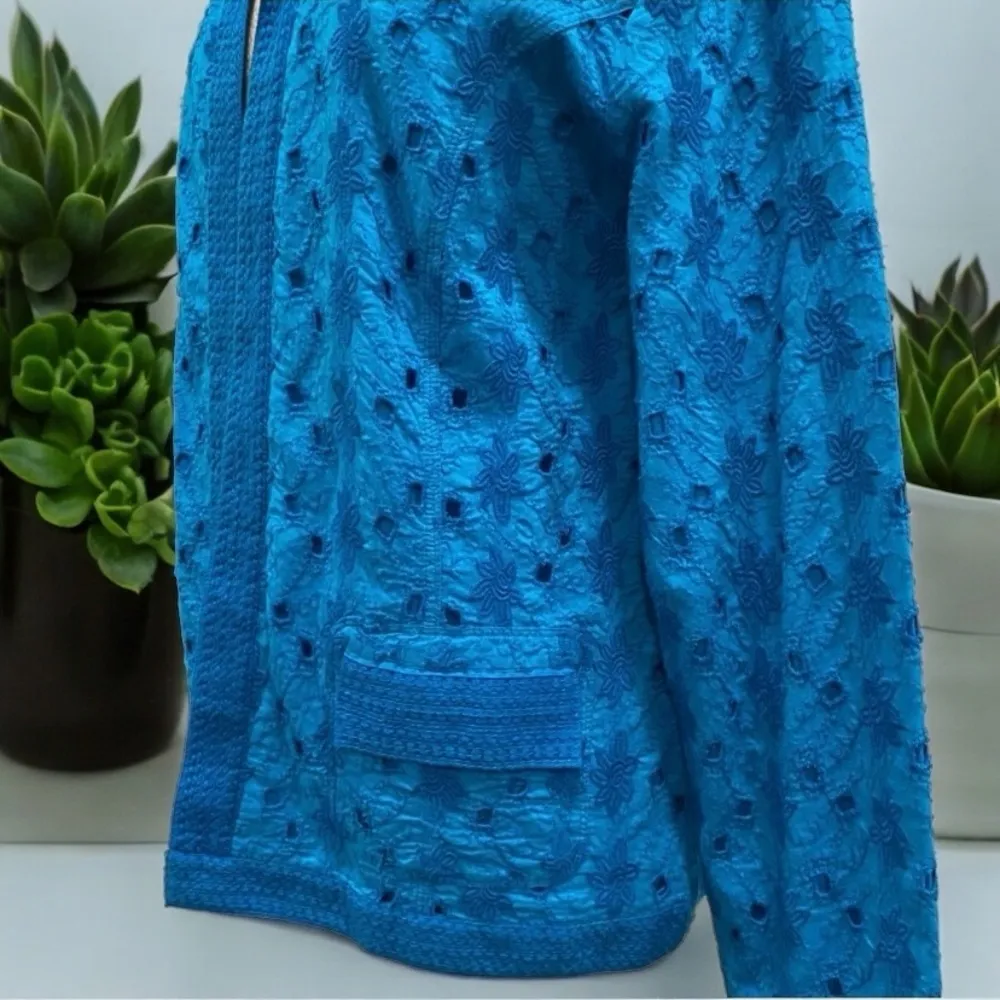 Chico’s Eyelet Lace Embroidered Open Front Cardigan Jacket Size 2 - Image 10