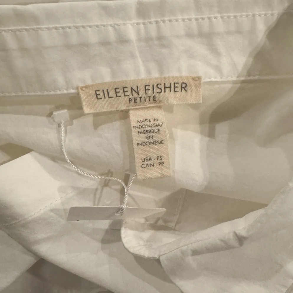 Eileen Fisher Classic Collar Easy Organic Cotton Button-Up Shirt Size PS - Image 10