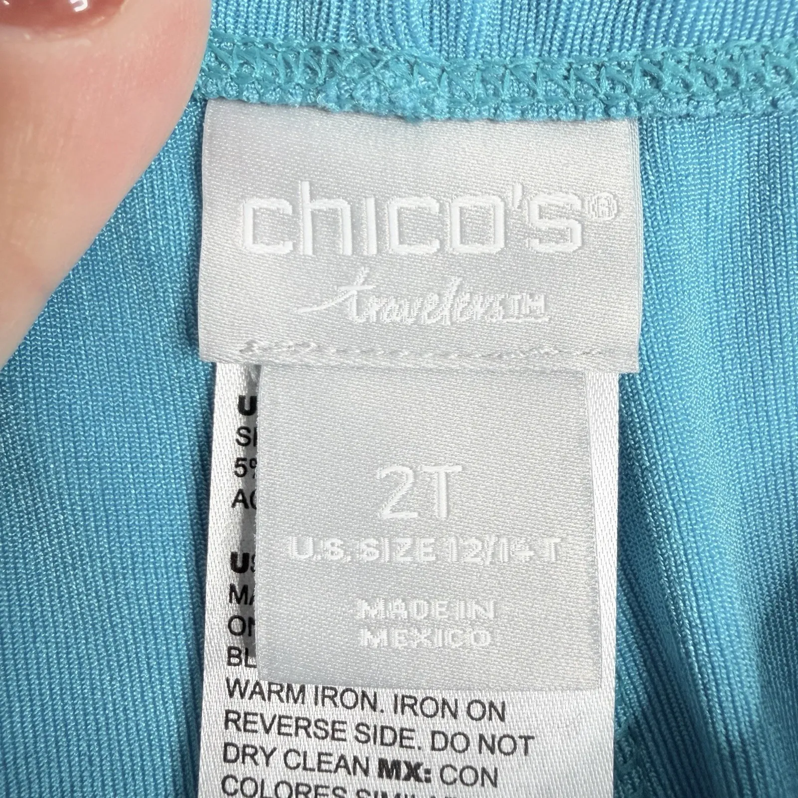 NWOT Chico's Travelers Teal Pull On Pant 12 Tall Chico's 2 Tall Straight Leg - Image 3