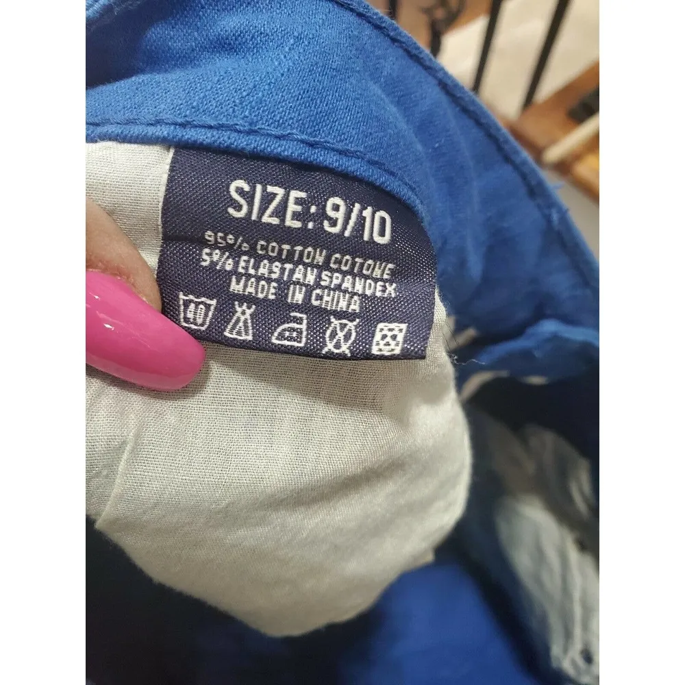 P&P Jeans Womens Solid Blue Cotton Mid Rise Straight Leg Casual Shorts Size 9/10 - Image 9