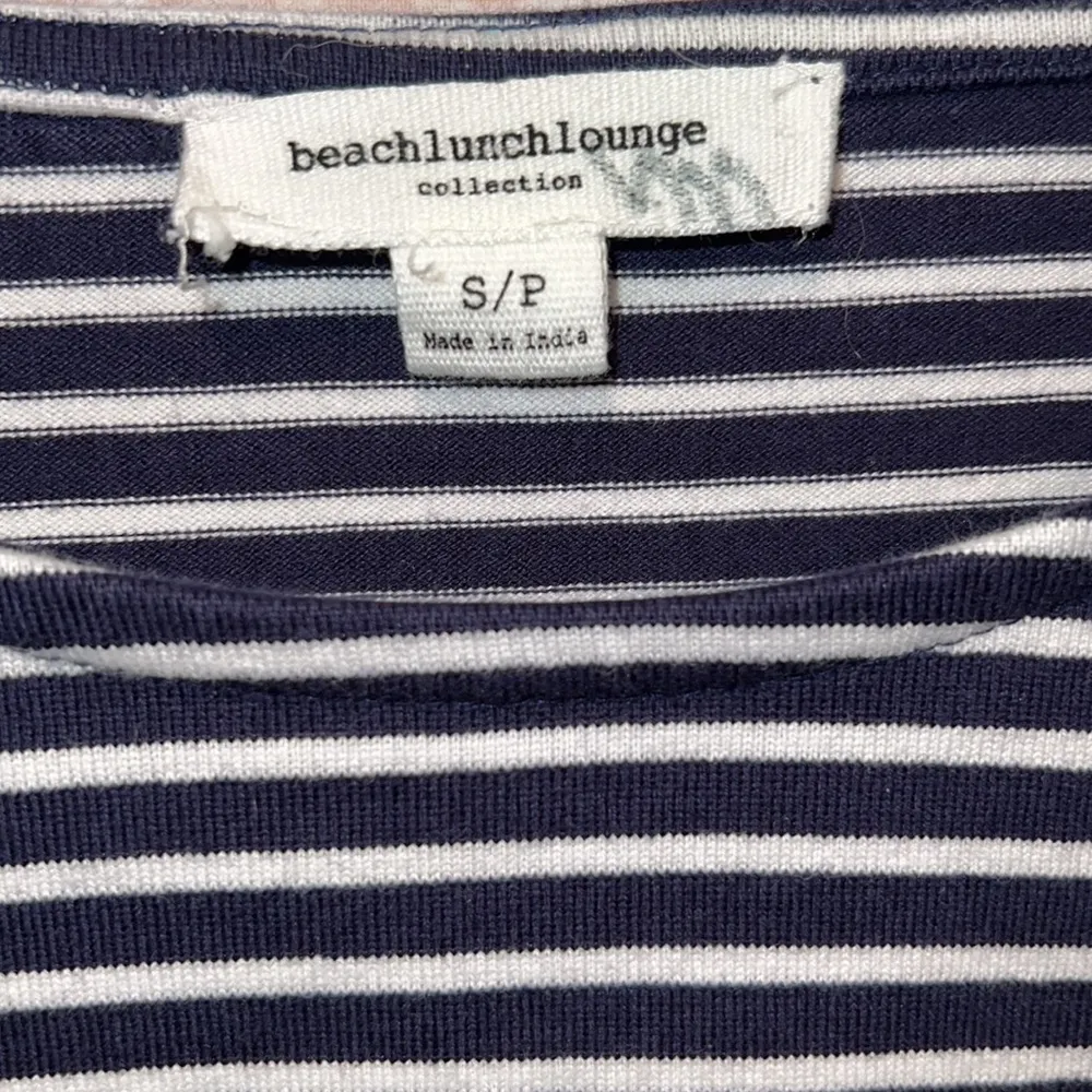 Beach lunch lounge Sierra dress navy stripe flutter ruffles sleeves knee length - Image 6