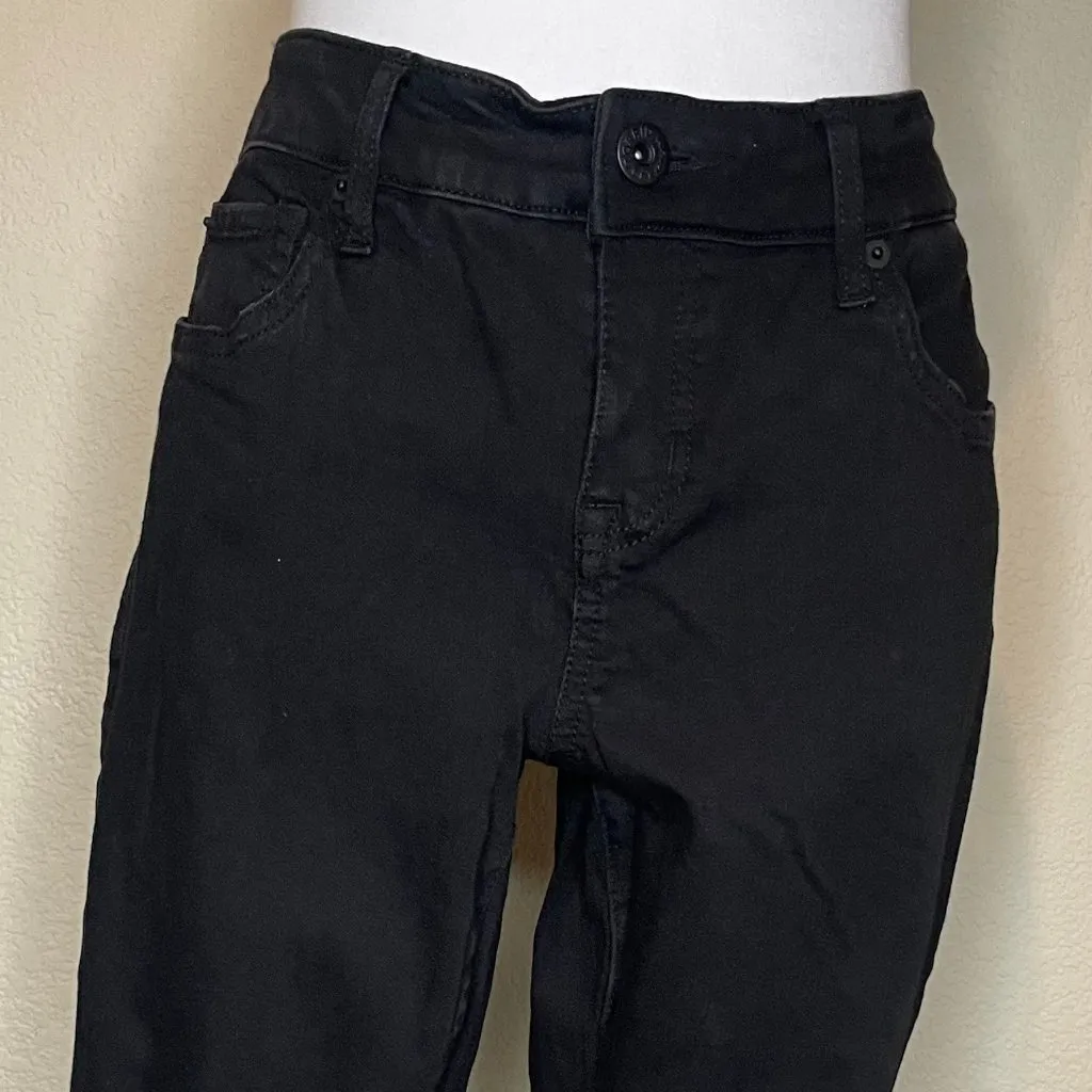 Premium Size 10S Stretch Black Stiletto Lace Raw Hem Ankle Skinny Jeans - Image 2