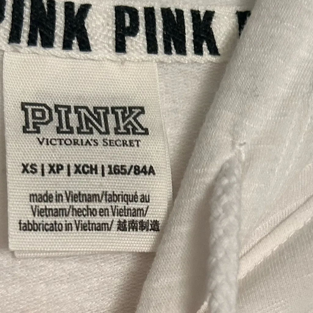 VS Pink Light weight white with pastel logo hoodie size Xtra Small - Image 3