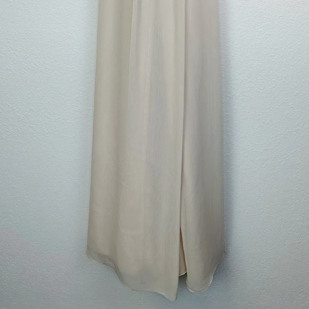 White by Vera Wang Cream Chiffon V Neck Cross Back Full Length Gown Size 4 - Image 7
