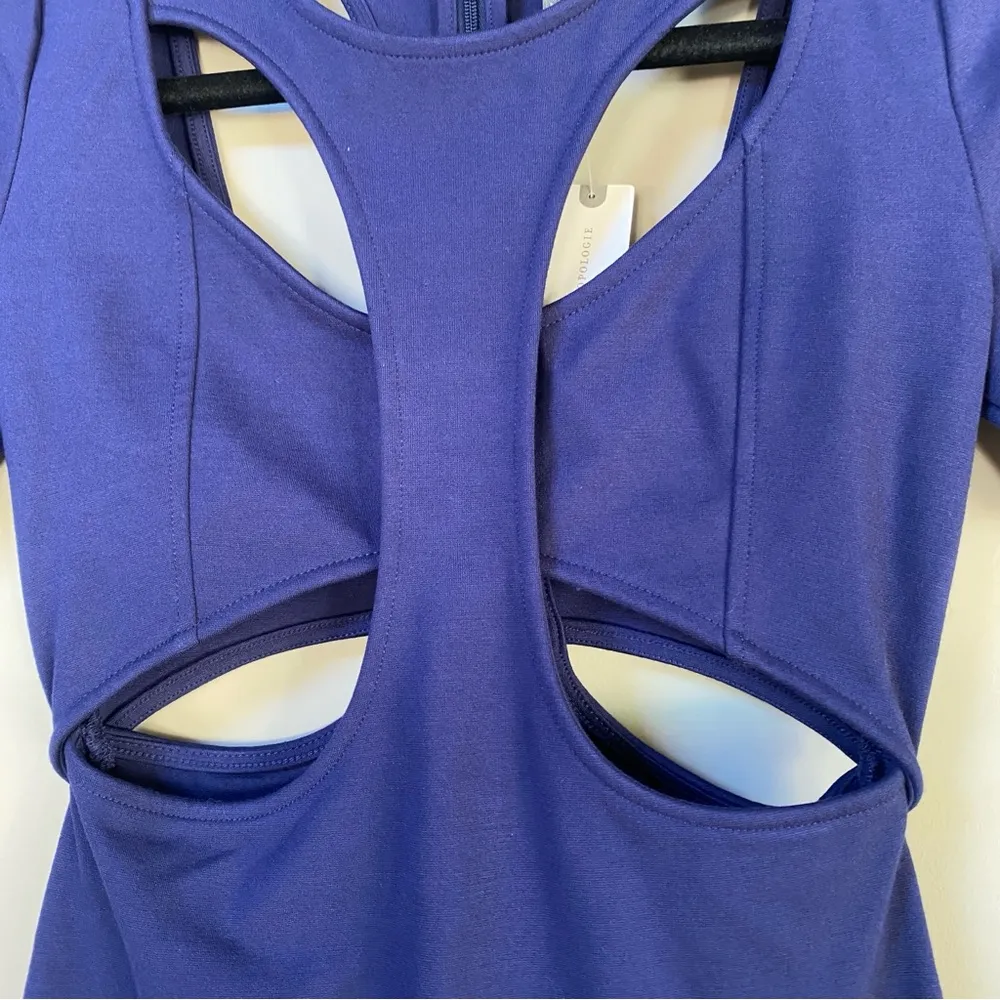 NWT by Anthropologie Ponte Cut-Out Navy Blue Short Sleeve Mini Dress Size XS - Image 9