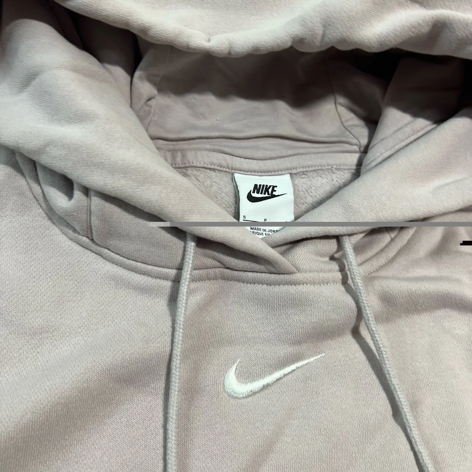 Vintage Y2k Nike Hoodie Women SM Oversized Baggy Fit Cropped Center Swoosh Pink - Image 2