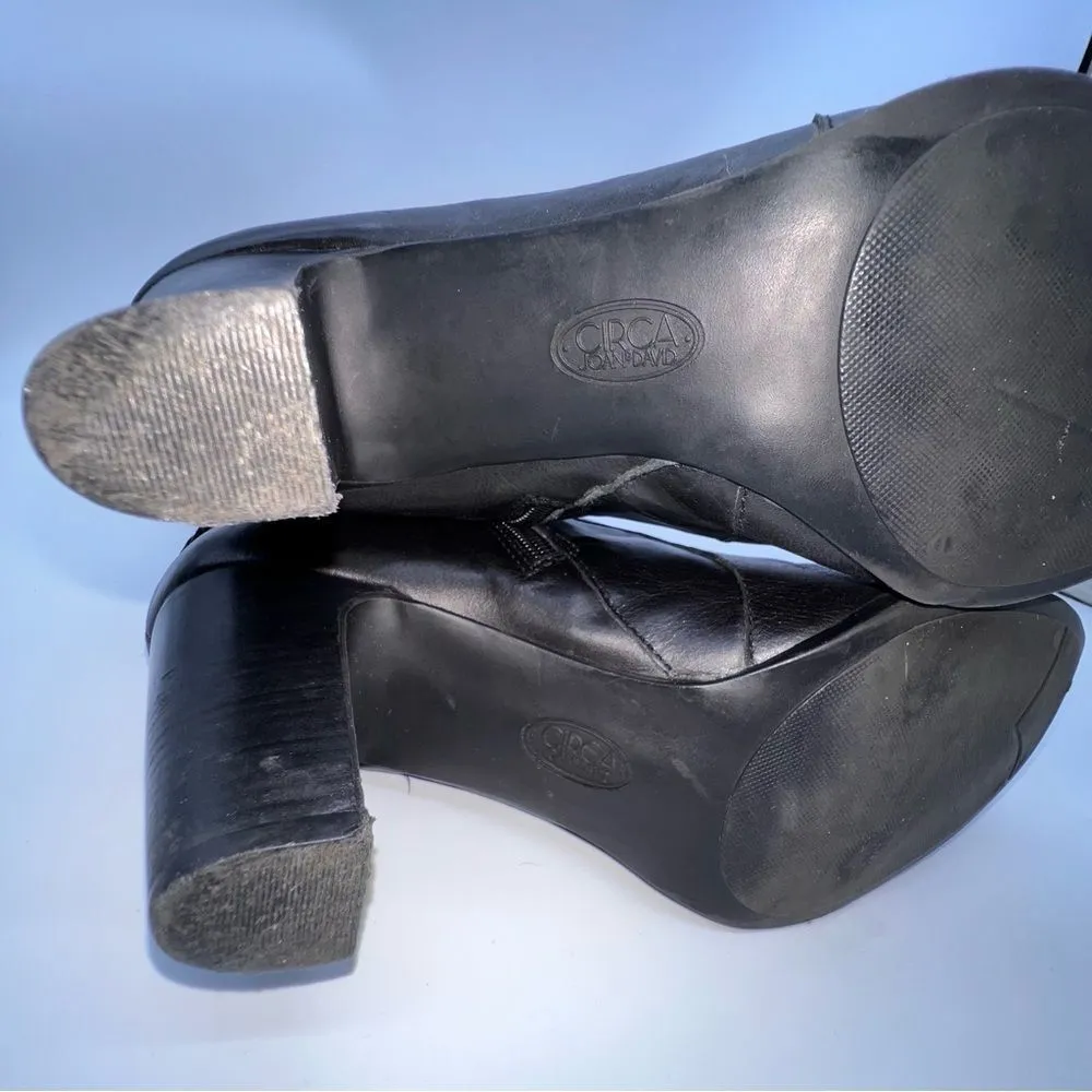 Circa Joan & David Lux Xenobia Black Leather & Suede Chucky Stacked Heel Boot-10 - Image 12