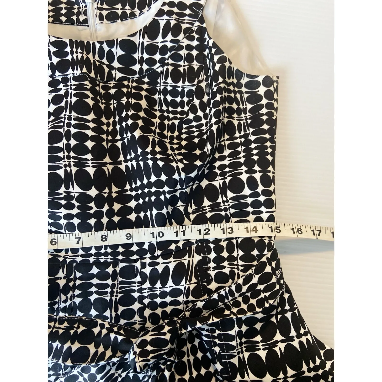 Calvin Klein Black White Pleated Sheath Dress Career Sleeveless Size‎ 8 P Belted - Image 9