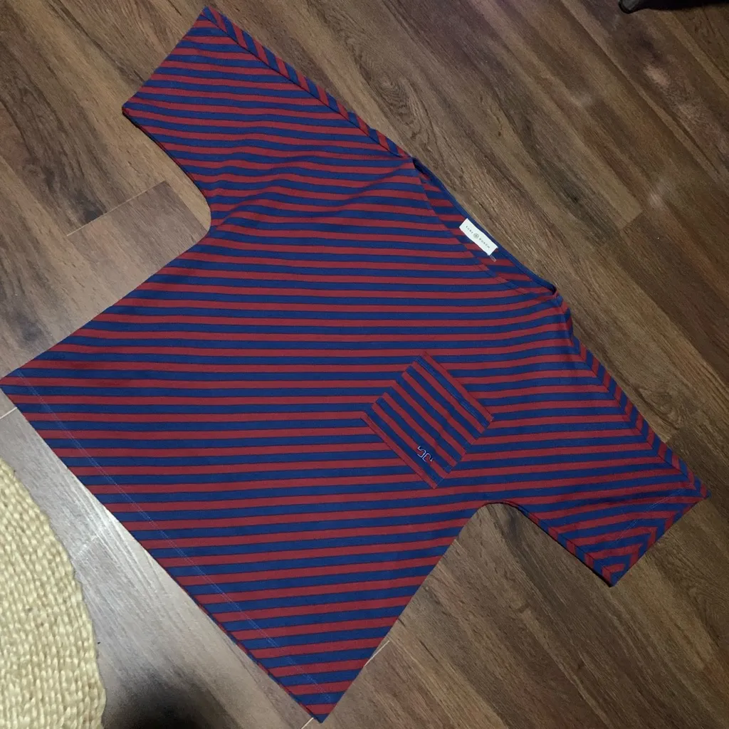 Tory Burch Logo-embroidered striped cotton-jersey T-shirt 258$ s NWOT oversized - Image 3