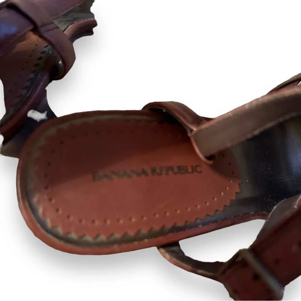 Banana Republic Vachetta Strappy Leather Slingback Heels Sandals Sz 7‎ Estimated - Image 7