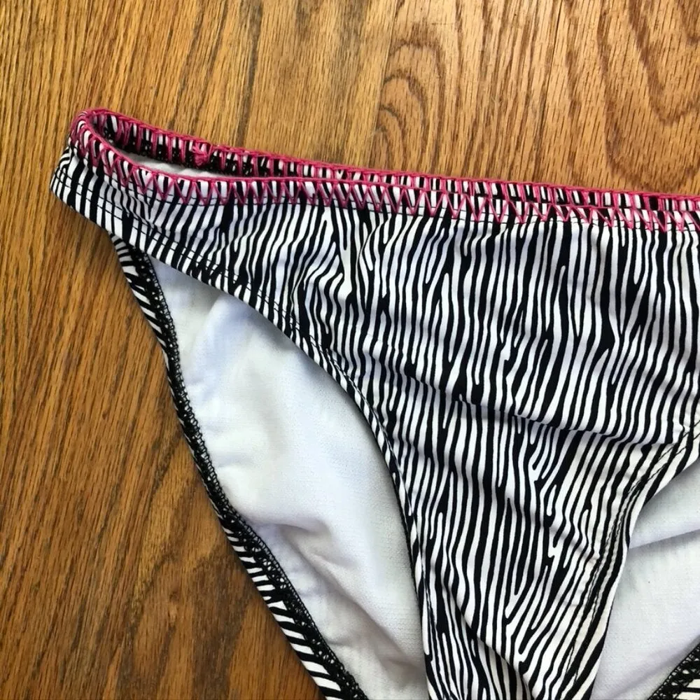 NEW NWT KENNETH COLE REACTION Black White Zebra Hipster Swim Bikini BOTTOM Small - Image 3