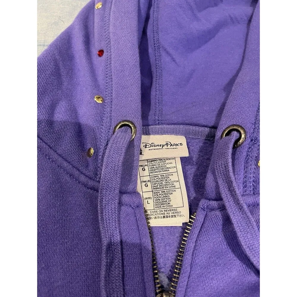 Disney parks womens L full zip double sided rhinestone hoodie - Image 7