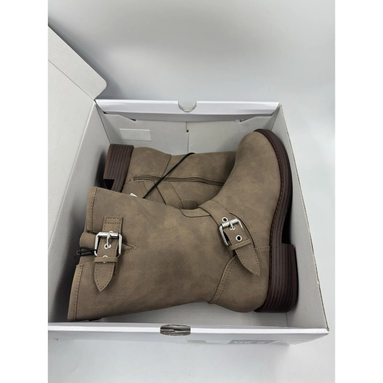 Dv By Dolce Vita Women Side Zip Buckle Moto Bike Boot Dark Taupe Size 8 - Image 16