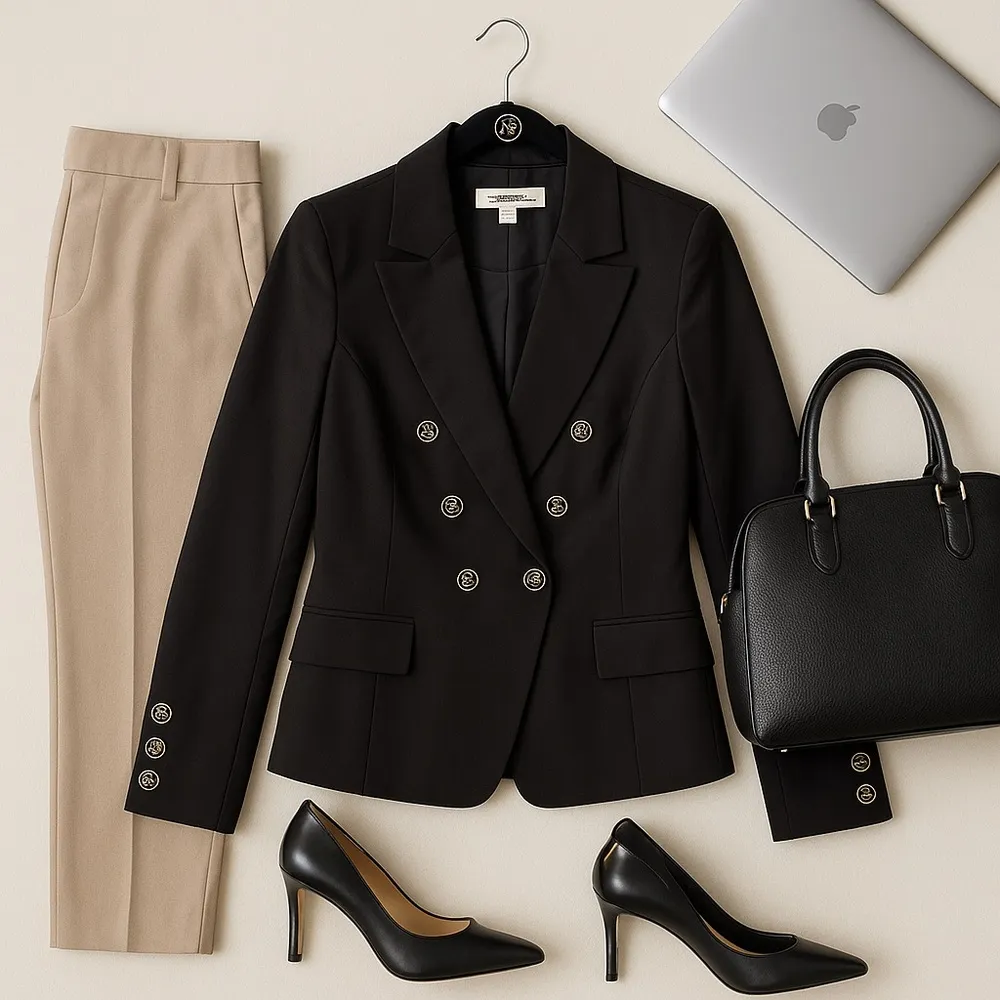 Nanette Lepore Black Gold Button Blazer Classic Double Breasted Office Jacket 12 - Image 2