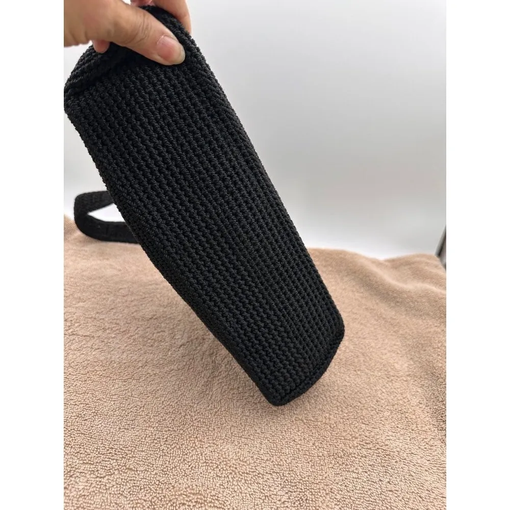 The Sak Crochet Casual Handbag Purse Hobo Stylist Bag Lined Black - Image 7