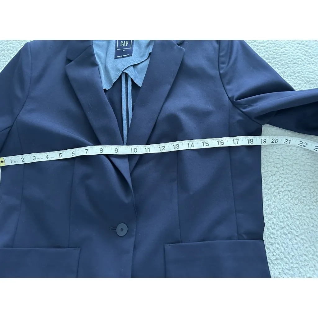 GAP Classic Notch Collar Single Breasted Blazer Jack Wool Blend Navy Blue 10 - Image 9