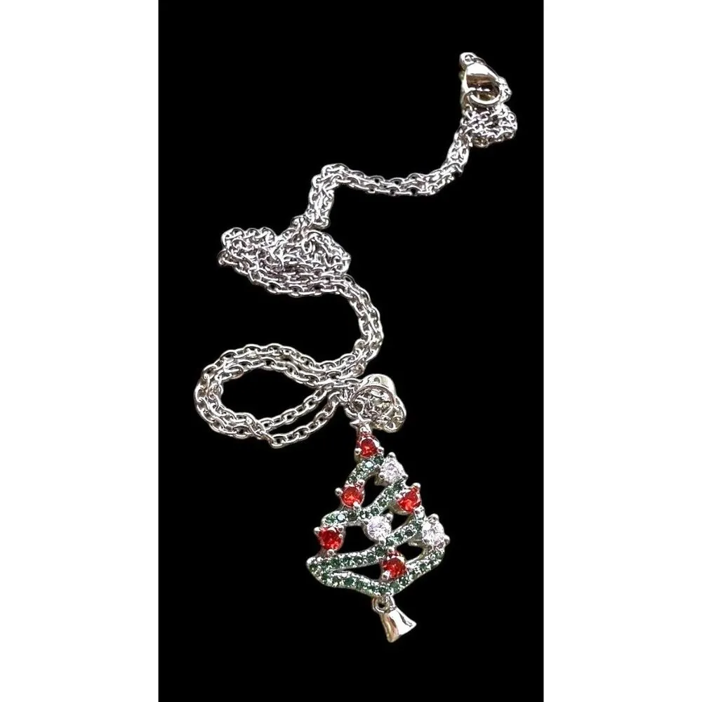 Christmas Tree Necklace New Red Green Crystal Mother Daughter Friend Sis… - Image 12