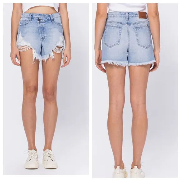 Hidden SOFIE UNEVEN WAISTBAND SHORTS Blue Size L - Image 2