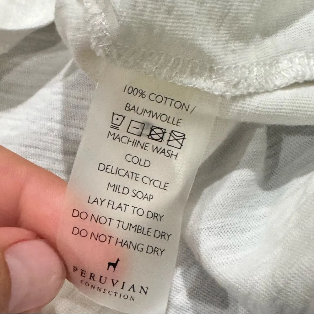 Peruvian Connection White Ruffle Sleeve Shirt Women’s XS - Image 2