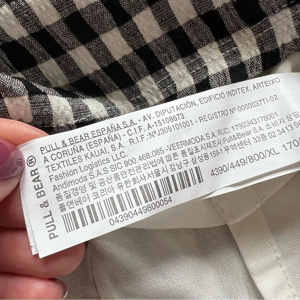 NWT Pull&Bear Black and White Gingham Strappy Mini Dress Size XL - Image 7