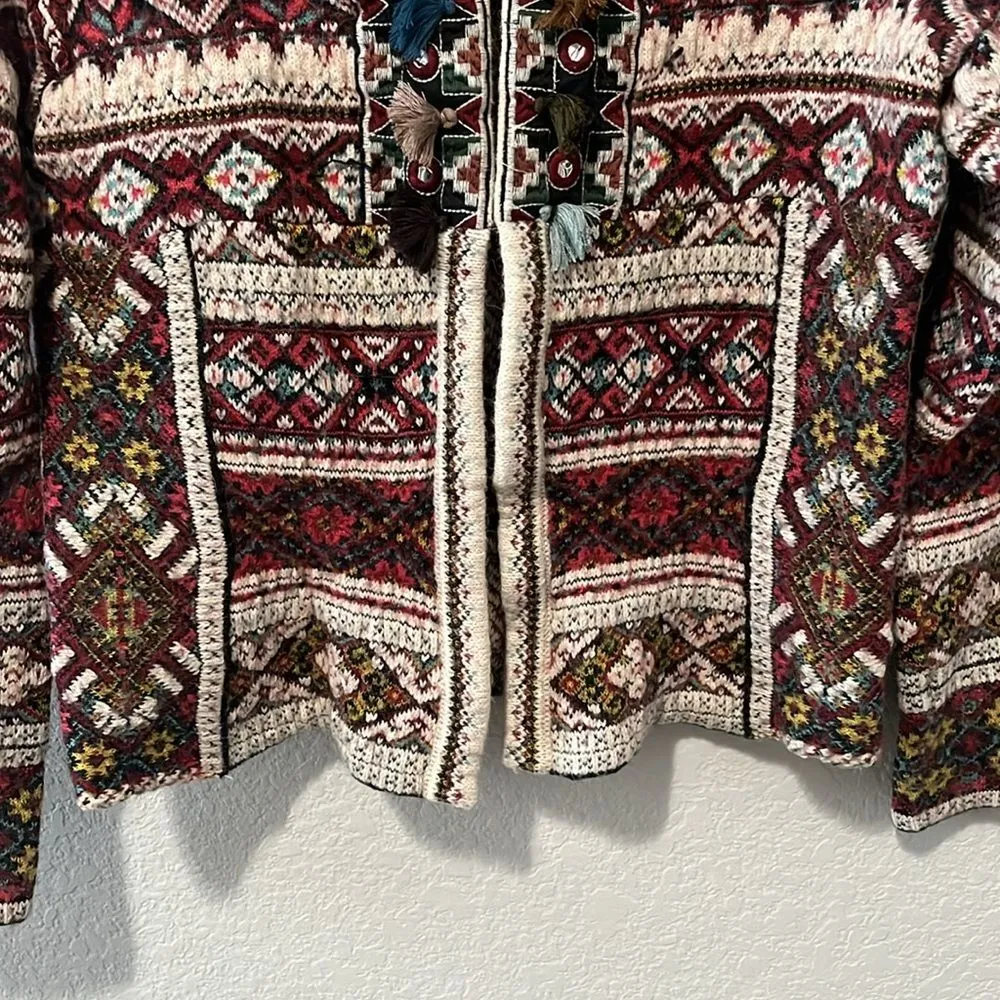 ALDO MARTINS (Anthropologie) Inverness Red Wool/Alpaca Cardigan, Size M Size M - Image 5