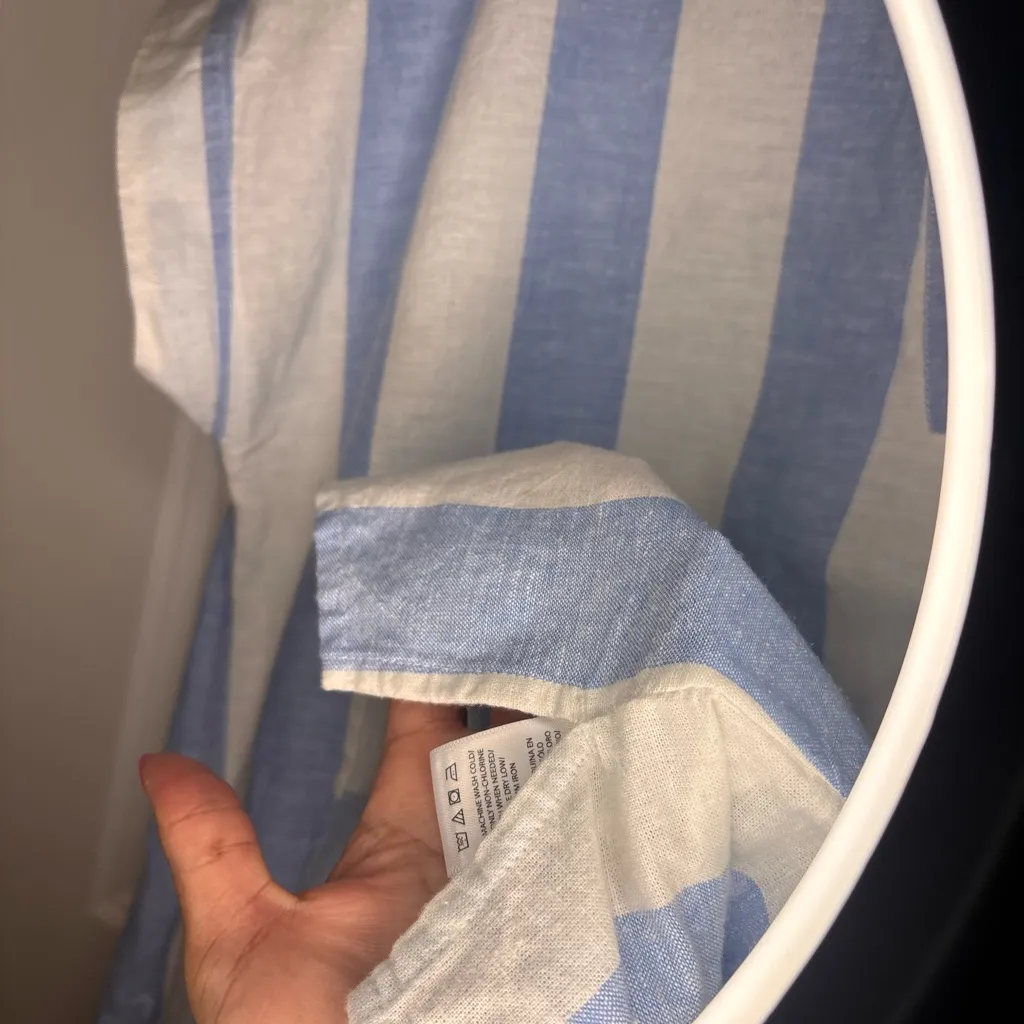 Blue and White Striped Beach Lunch Lounge Dress Size L - Image 7