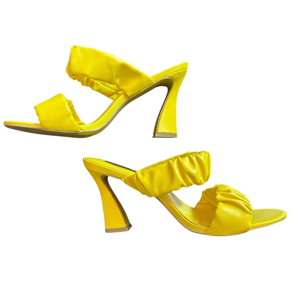 NEW French Connection Yellow Ruched Vegan Leather Heeled Sandals – Size 9 - Image 5