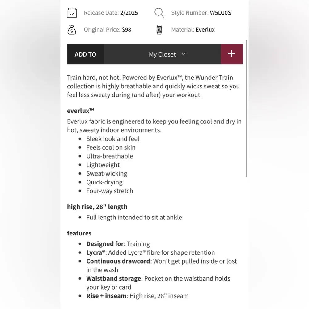 Lululemon NWT Wunder Train High Rise Tights 28” Leggings Magenta Smoke Size 8 - Image 9
