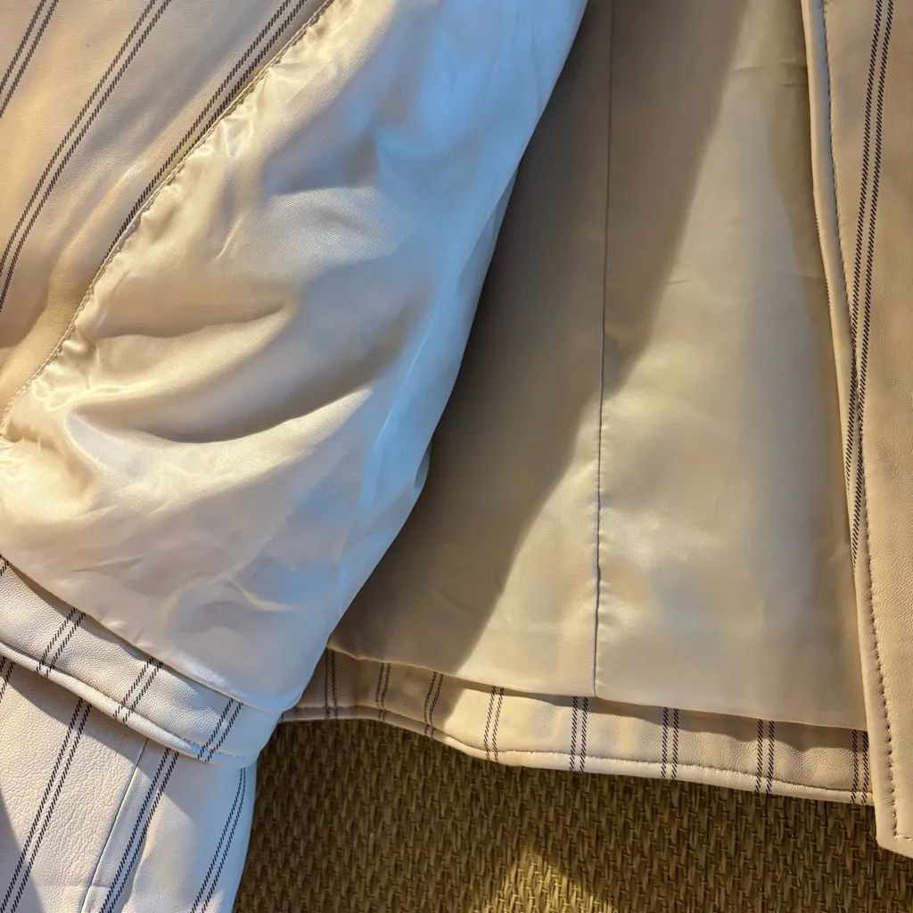 Derek Lam 10 Crosby Lamb Leather Jacket — Size 6 — Beige w/ Black Stripes - Image 10