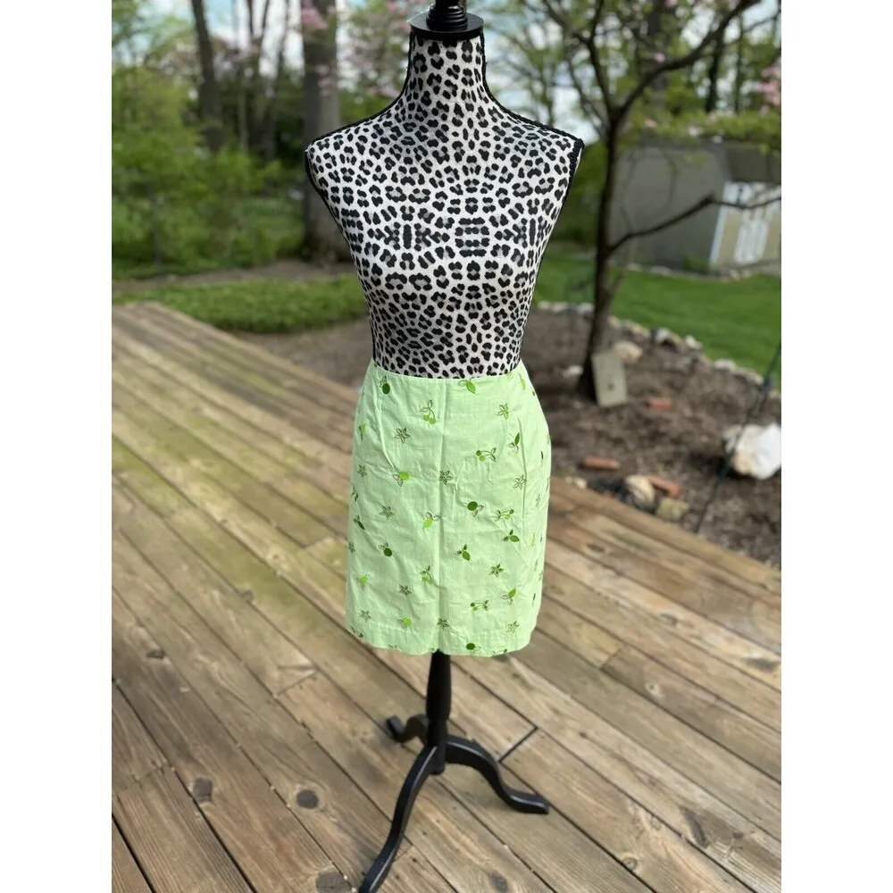 LILLY PULITZER Pistachio Paris Sorbet GreenFloral Cotton Skirt Lined New 14P GH - Image 2