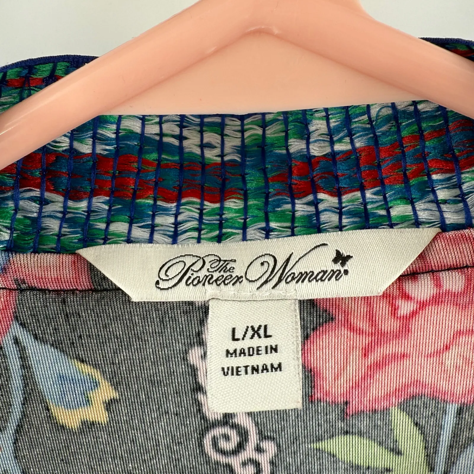 The Pioneer Woman Cardigan Size L/XL Printed Velvet Ruana Open Front Longline Black Size L - Image 4