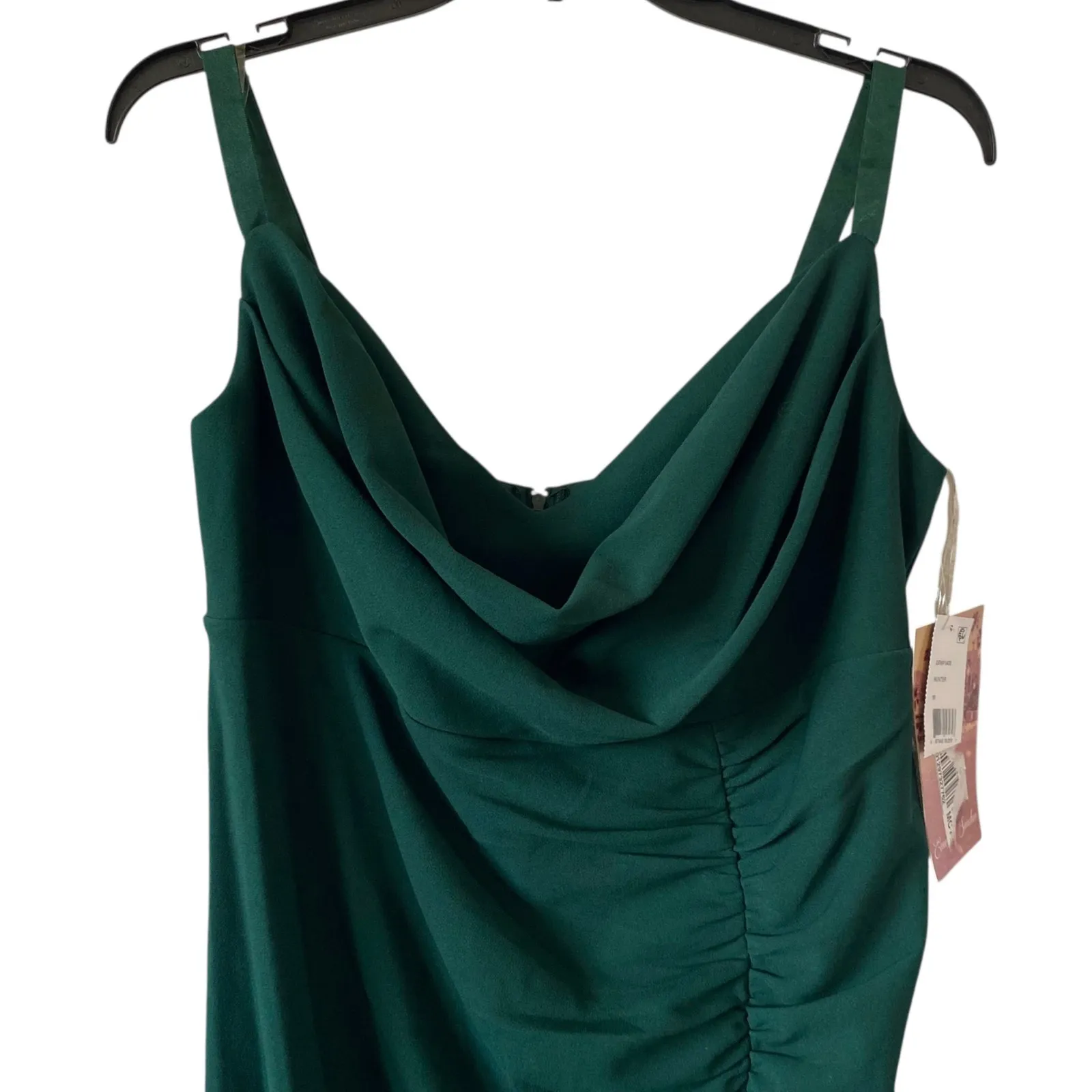 NEW EMERALD SUNDAE Draped Slit Hem Midi Dress Hunter Green Plus Size 16 Stretch - Image 4