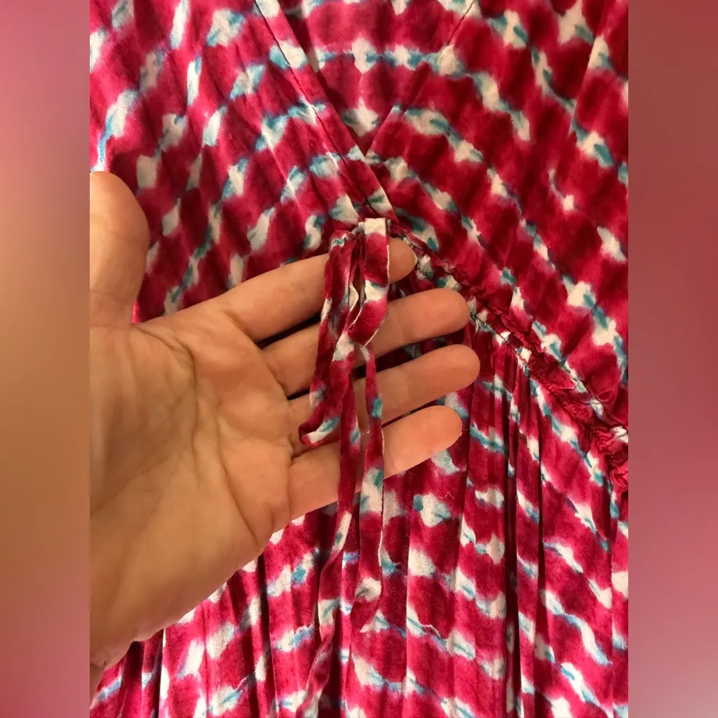 Tory‎ Burch Shirt Sleeve Tie Waist Red Swim Cover Up Size Large - Image 3