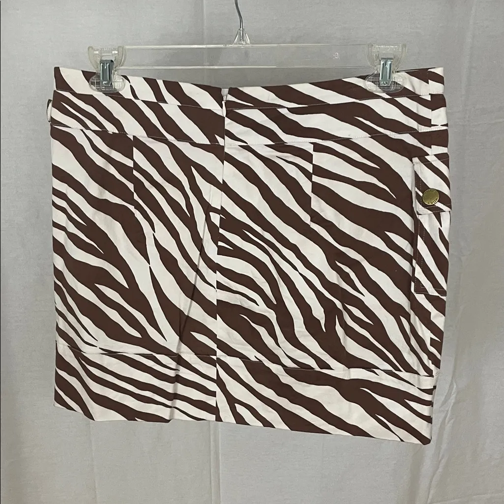 MICHAEL Michael Kors Brown and White Zebra Print Skirt Size 10 - Image 2